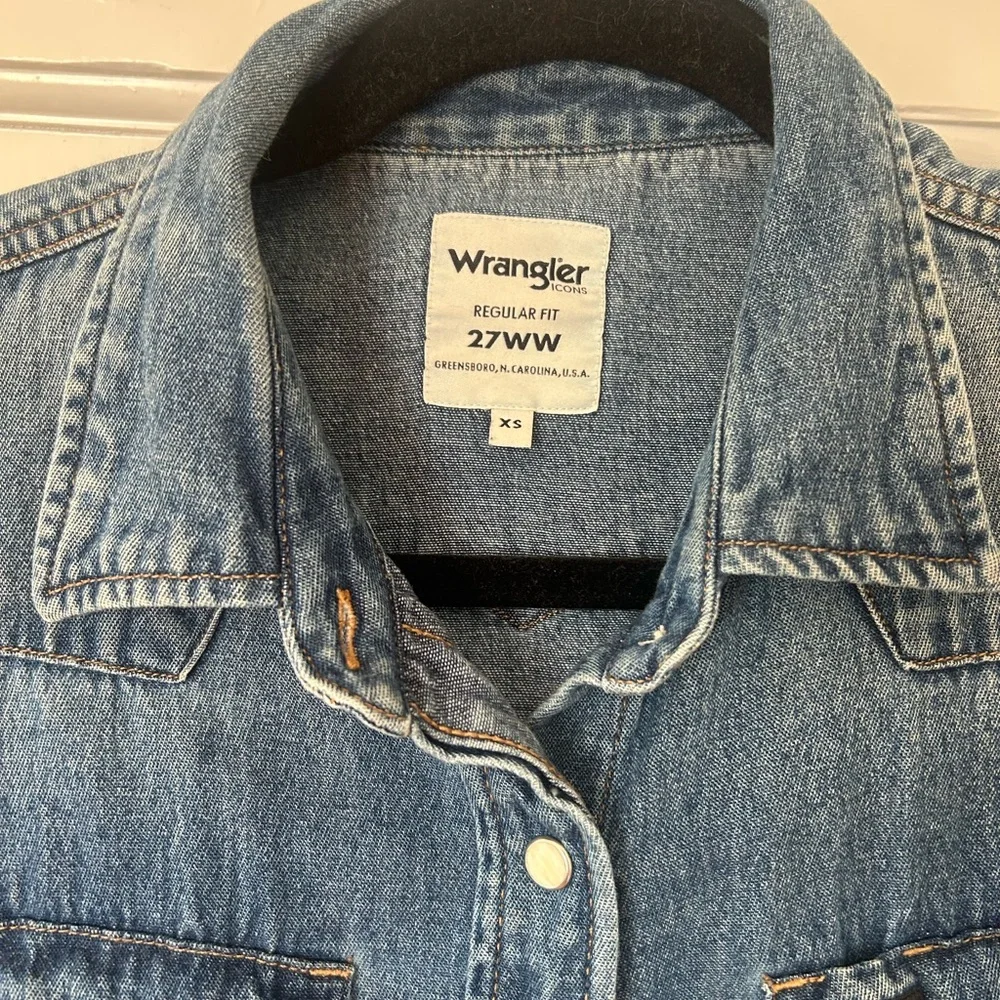 Wrangler Western Blue Denim Snap Cotton Shirt - Picture 6 of 7